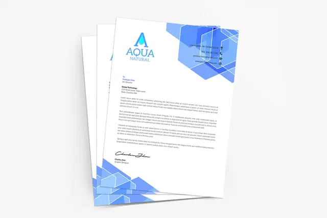 Premium Corporate Letterhead – Blue Geometric Business Stationery