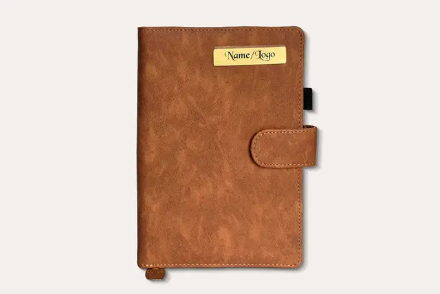 Premium Retro Tan Leatherette Organizer Diary | Personalized Executive Planner with Magnetic Closure
